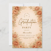 Invitation Vintage Peach Rose Graduation Party (Devant)