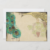 Invitation Vintage Peacock Bird Cage Feather Mariage Inviter (Dos)