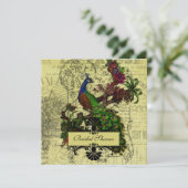 Invitation vintage Peacock Bridal Shower (Debout devant)