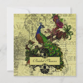 Invitation vintage Peacock Bridal Shower (Devant)