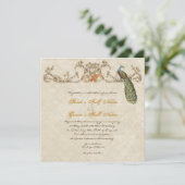 Invitation Vintage Peacock & Etchings Burnt Orange Mariage (Debout devant)