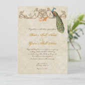 Invitation Vintage Peacock & Etchings Burnt Orange Mariage (Debout devant)