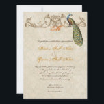 Invitation Vintage Peacock & Etchings Burnt Orange Mariage<br><div class="desc">Cette invitation élégante et sophistiquée allie le meilleur de la tradition et la fraîcheur du contemporain. Le mélange d'éléments d'art Vintage et d'aquarelle contemporaine peinte à la main par Audrey Jeanne Roberts donne une belle qualité intemporelle à cette invitation. Un paon majestueux repose sur d'élégants tourbillons gravés et regarde vers...</div>