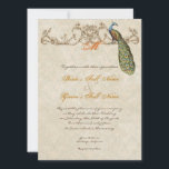 Invitation Vintage Peacock & Etchings Burnt Orange Mariage<br><div class="desc">Cette invitation élégante et sophistiquée allie le meilleur de la tradition et la fraîcheur du contemporain. Le mélange d'éléments d'art Vintage et d'aquarelle contemporaine peinte à la main par Audrey Jeanne Roberts donne une belle qualité intemporelle à cette invitation. Un paon majestueux repose sur d'élégants tourbillons gravés et regarde vers...</div>