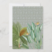 Invitation Vintage Peacock Feather Tropical Greenery Mariage (Dos)