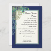 Invitation Vintage Peacock Feathers Marine Fête des mariées (Devant)