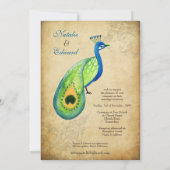 Invitation Vintage Peacock Flourish Mariage Monogramme Invita (Dos)