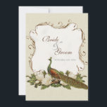 Invitation Vintage Peacock & Magnolia Éperles de mariage Invi<br><div class="desc">Cette invitation élégante et sophistiquée allie le meilleur de la tradition et la fraîcheur du contemporain. Le mélange d'éléments d'art Vintage et d'aquarelle contemporaine peinte à la main par Audrey Jeanne Roberts donne une belle qualité intemporelle à cette invitation. Un paon majestueux repose sur des tourbillons élégamment peints à la...</div>