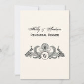 Invitation Vintage Peacocks Monogram Ivory BG (Devant)