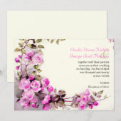 Invitation Vintage peinture romantique de roses roses mariage (Devant / Derrière)