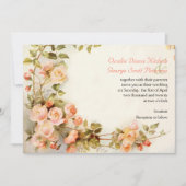 Invitation Vintage peinture romantique du mariage rose (Devant)