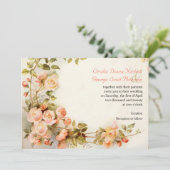 Invitation Vintage peinture romantique du mariage rose (Debout devant)