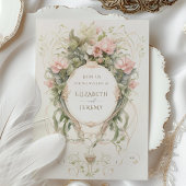 Invitation Vintage Peonies Pastel Floral Rococo Mariage