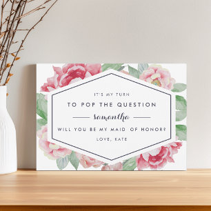 Invitation Vintage Peony Be My Maid of Honor Card
