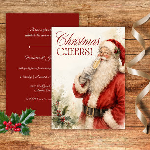 Invitation Vintage Père Noël Noël Cheers Party