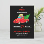 Invitation Vintage personnalisé Camion rouge Noël (Debout devant)