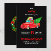 Invitation Vintage personnalisé Camion rouge Noël (Devant / Derrière)