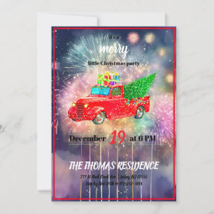 Invitation Vintage personnalisé Camion rouge Noël