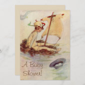 Invitation vintage Peter Pan Baby shower (Devant / Derrière)