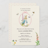 Invitation Vintage Peter Rabbit rose bébé fille Douche (Devant / Derrière)