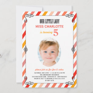 Invitation Vintage Petite Dame Anniversaire Fête Photo Invita