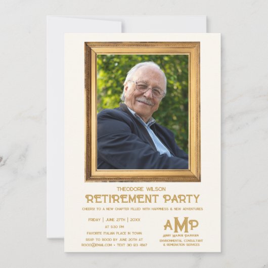 Invitation Vintage Photo Frame Retirement Party  (Devant)
