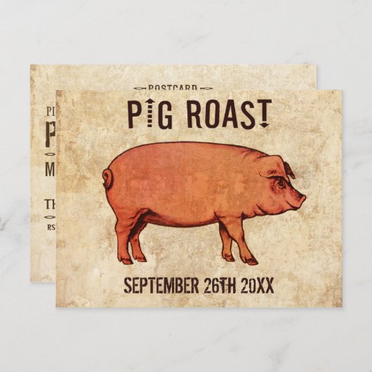 Invitation vintage Pig Roast Postcard IV (Devant / Derrière)