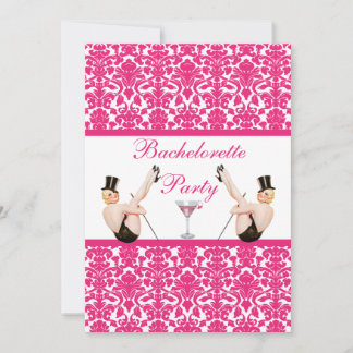 Invitation Vintage Pin Up Show Girls Damask Bachelorette