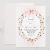 Invitation Vintage Pink bow Girl Baby Shower (Devant / Derrière)