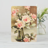 Invitation Vintage Pink Garden Fête des mariées Rose (Debout devant)