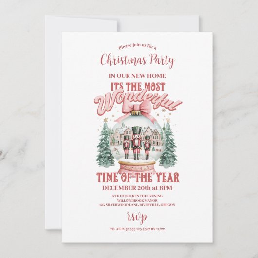 Invitation Vintage Pink Nutcracker Wonderland (Devant)