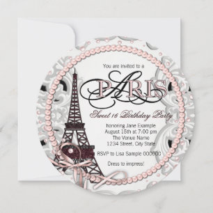 Invitation Vintage Pink Paris Sweet 16 Anniversaire