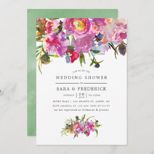 Invitation Vintage Pink Peonies Wedding shower d'aquarelle