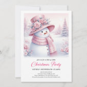 Invitation Vintage Pink Snowman Kids Editable Christmas Card (Devant)