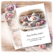 Invitation Vintage Pink Tea Setting Birthday |