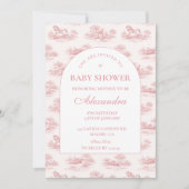 Invitation Vintage Pink Toile Baby Shower (Devant)