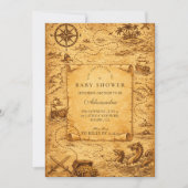 Invitation Vintage Pirate Treasure Map Baby Shower (Devant)