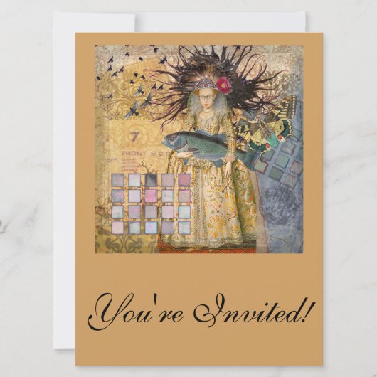 Invitation Vintage Pisces femme gothique classique (Devant)