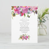 Invitation Vintage pivoines roses Fête de la vie (Debout devant)