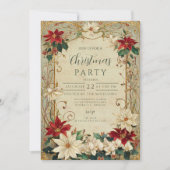 Invitation Vintage Poinsettia et Holly Christmas (Devant)
