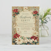 Invitation Vintage Poinsettia et Holly Christmas (Debout devant)