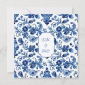 Invitation Vintage Portuguese Blue Floral Tile (Dos)