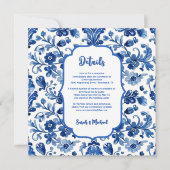 Invitation Vintage Portuguese Blue Floral Tile (Devant)