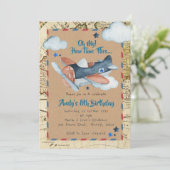 Invitation Vintage pour l'anniversaire d'un avion (Debout devant)