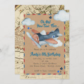 Invitation Vintage pour l'anniversaire d'un avion (Devant / Derrière)