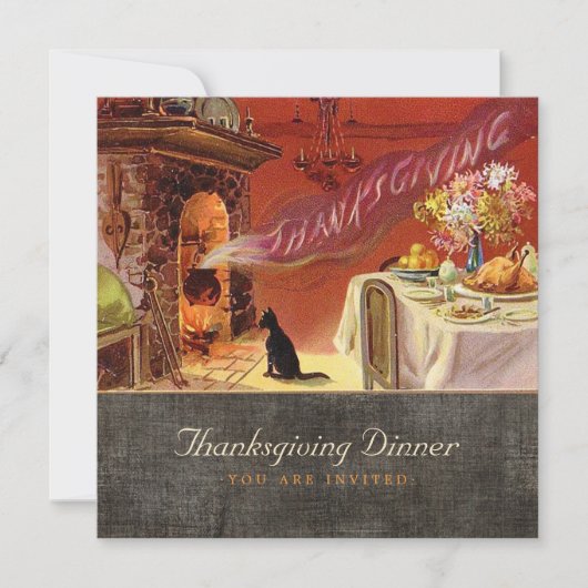 Invitation vintage pour le dîner de Thanksgiving (Devant)