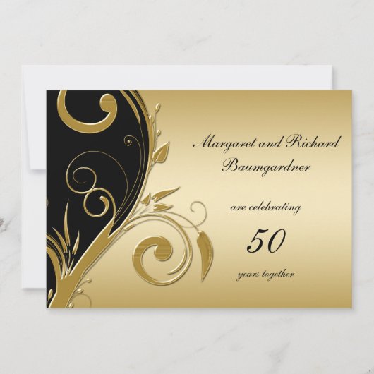 Invitation vintage pour les 50 ans de mariage (Devant)