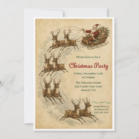 Invitation vintage pour une fête de Noël (Devant)
