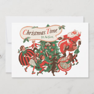 Invitation vintage pour une fête de Noël avec le P