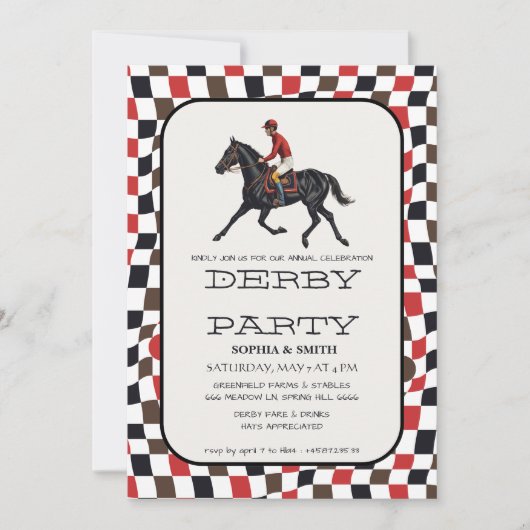 Invitation vintage pour une soirée Kentucky Derby (Devant)